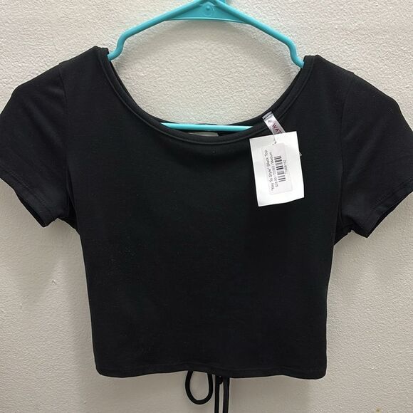 Super soft Black Crop Tie Up Shirt - Picture 2 of 5